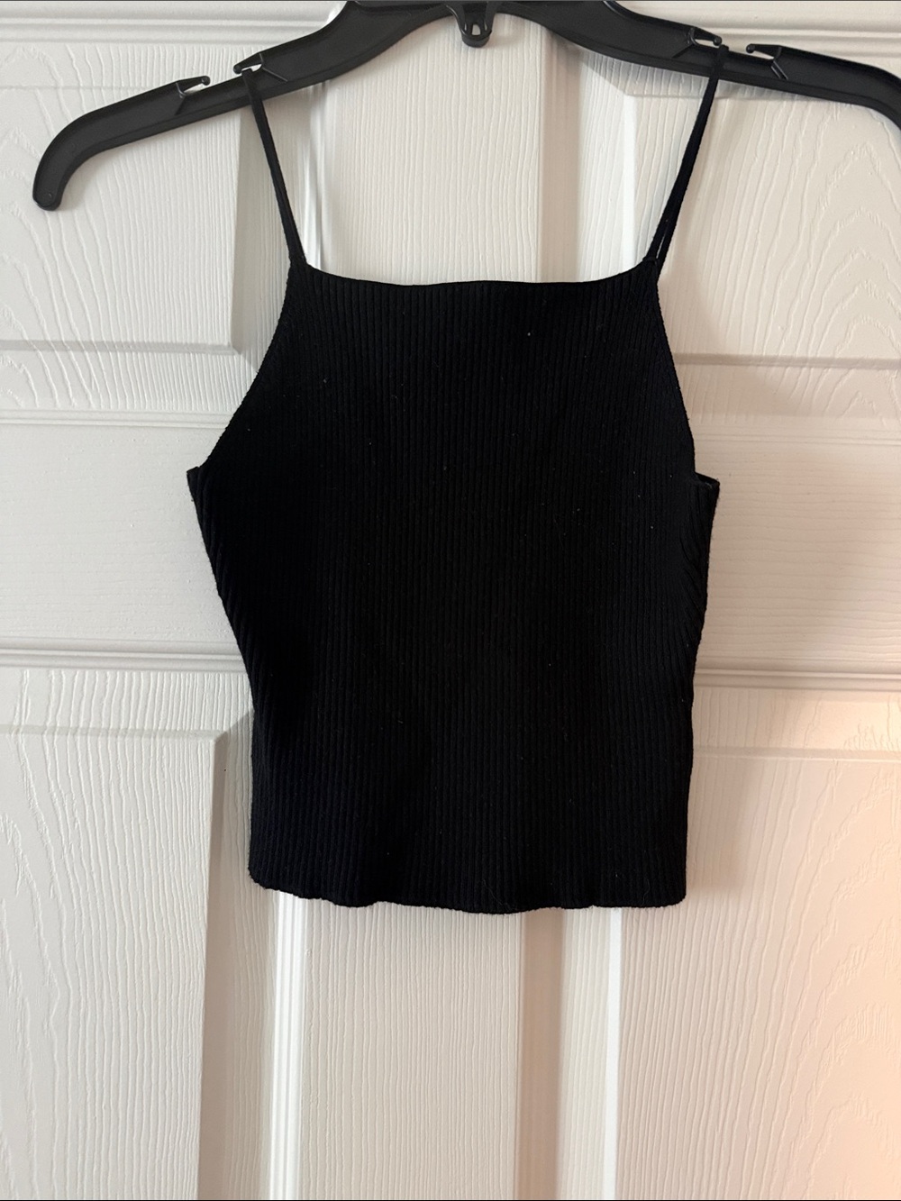 H&M Black Ribbed Square-Neck Cami